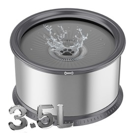 Twinsing 3.5L/118oz Dog Water Bowl, No Spill Stainless Steel Slow Water Bowl for Medium Large Dogs, Large Capacity Splash Proof Dog Slow Water Feeder with Anti-Slip Mat for Mess Drinkers