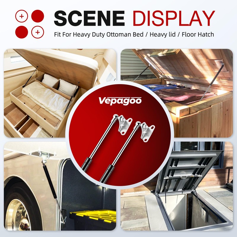 Vepagoo 580MM 890N/200lb Gas Struts Universal adjustable 23inch Lift Support