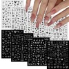 8 Sheets Valentines Day Nail Art Stickers Decals Laser Black