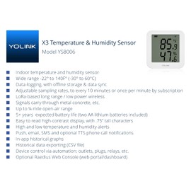 YoLink X3 Version Temperature & Humidity Sensor, Supports App Real-Time Data Refresh, Alexa, IFTTT, Home Assistant Integration - YoLink Hub Included