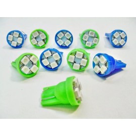 Jurassic Classic Auto Parts 10x Buick Cad Olds Ponti Blue Green Turn Signal LEDs Dash Light Bulb Lamp 168