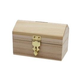 Creative Hobbies Pack of 6 Ready to Decorate Wood Treasure Chest Box Savings Bank with Coin Slot, Hinged Lid and Lockable Front Clasp, DIY Craft