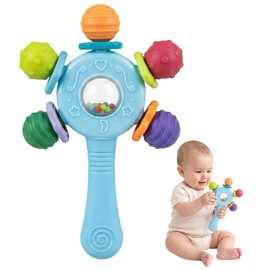 Nivofu Juguetes de dentición para bebé, juguetes sensoriales Montessori | Estimulacion Temprana, Encías Alivia Dolor Crecimiento Dientes Reducir Chupada Dedos Chupete para niño, azul