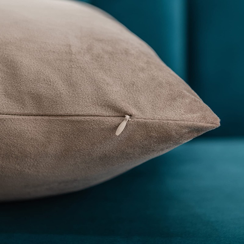 DEZENE Decorative Pillow Covers 18x18 Taupe: 2 Pack Cozy Soft