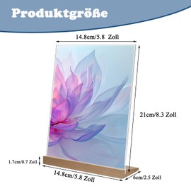 Toionmm Pack of 2 Acrylic Stands A4, Table Stand with Wooden Base Base, L Shape Price Tags Stand, Acrylic Stand, A4 Advertising Stand, Acrylic Sign Holder for Wedding, Restaurant, Office, Cafe