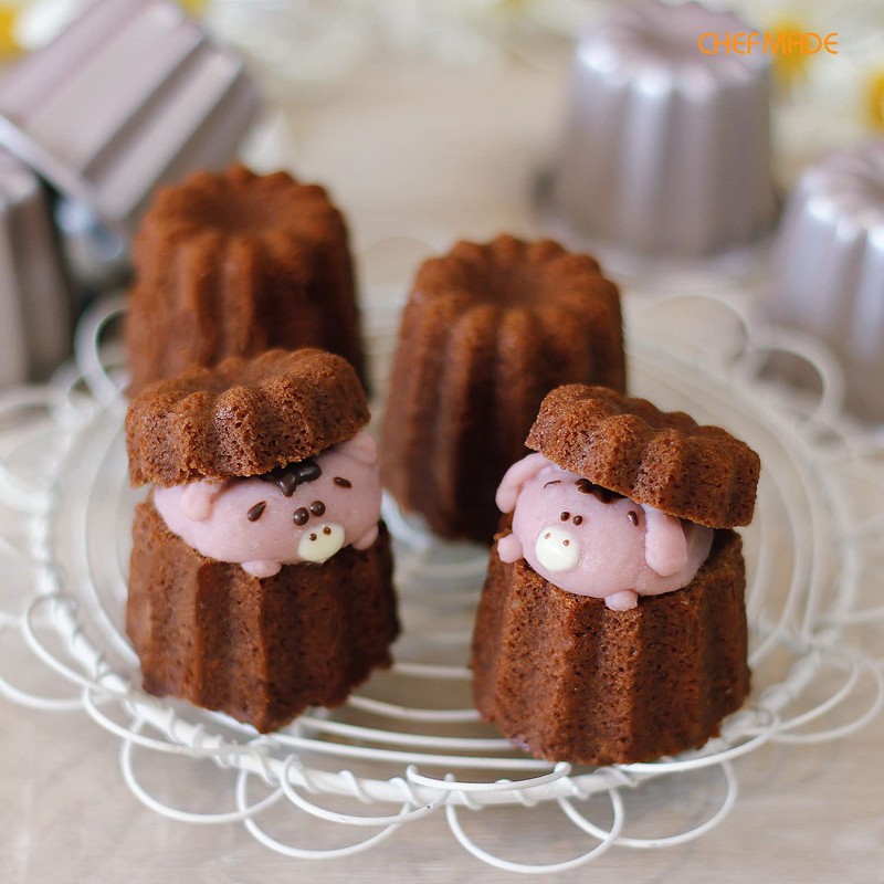 CHEFMADE Canele 6.6 cm 4 Piece Non-Stick Muffin Pan for