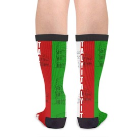 Italy Italian Flag Unisex Adult Fun Cool 3D Print Colorful Athletic Sport Novelty Crew Tube Socks, Black and White, One Size