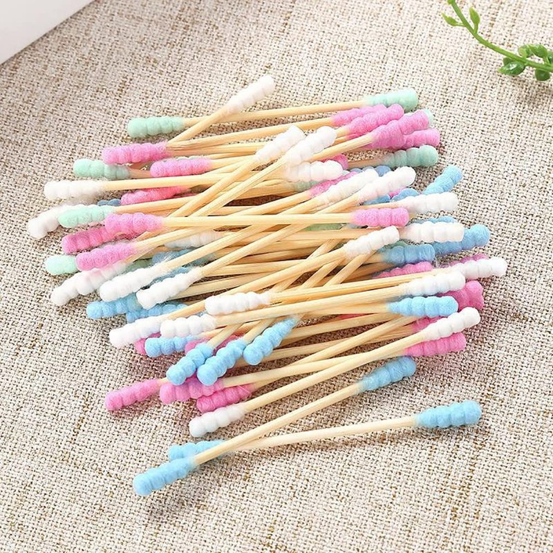 GSHLLO 200 Pcs Double Head Cotton Swabs Spiral Cotton Heads