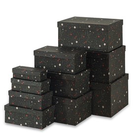 Soul & Lane Christmas Boxes with Lids - Set of 10, Charming Festive Gift Boxes, Decorative Cardboard Holiday Storage with Enchanting Leafy Botanical Pattern