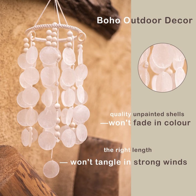 Remmdan Wind Chimes for Outside, Windchimes Outdoors, Capiz Shell Wind