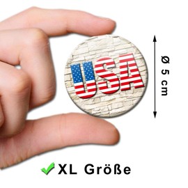 Kühlschrankmagnete Länder Flagge USA 4er Geschenk Set Amerika Magnete für Magnettafel Kinder stark groß Ø 50 mm
