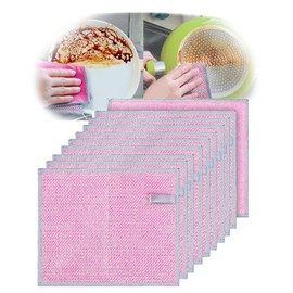 Multifunctional Non-scratch Wire Dishcloth, 10PCS Double Layer Multipurpose Wire Dishwashing Rags for Wet and Dry, Dish Cloths for Washing Dishes, Stovetops, Kitchen Countertops with Ease