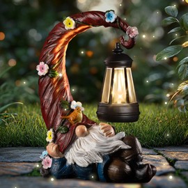 twinbling Garden Gnomes Outdoor Statues with Solar Light Funny Gnome Decor Gifts for Women Mom Gnomes Decorations for Home Patio Lawn Yard Garden Decor