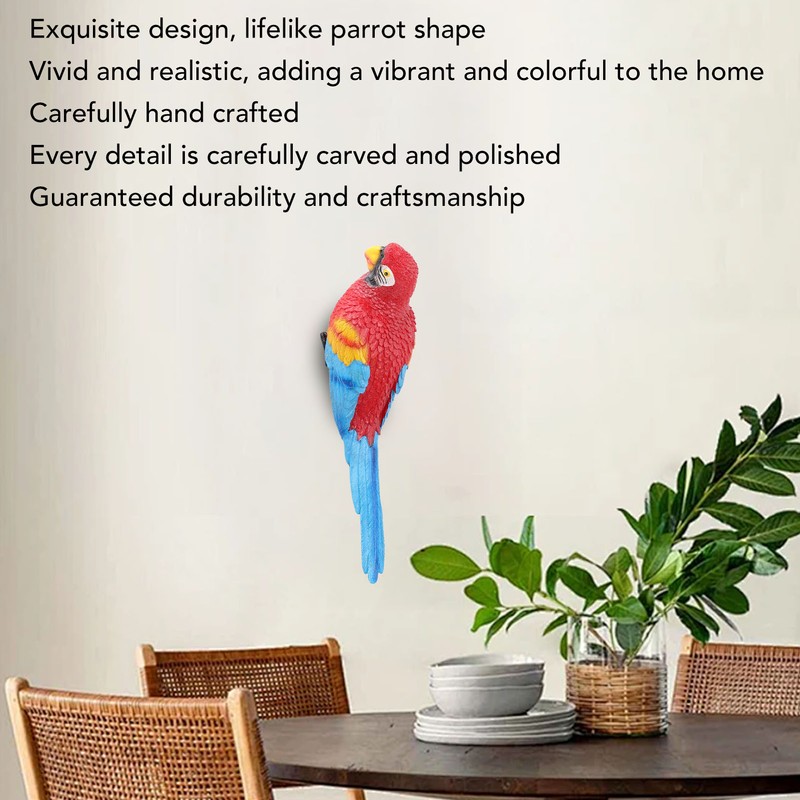 Parrot Figurine Simulation Vivid Innovative Wall Mounted Hand Painted Resin