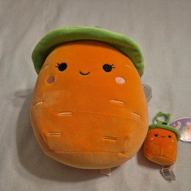 Kellytoy Squishmallow  Caroleena the Carrot Wearing a Bucket Hat NEW 12" Rare