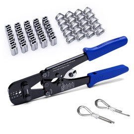 Tivorex Wire Rope Crimping Tool Kit, Built-in Cutter Swaging Tool, Crimping Loop sleeve from 3/64-inch to 1/8-inch, for Aluminum Oval Sleeves, Double Sleeve