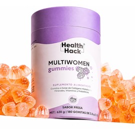 Health Hack Multi Women Gomitas Multivitamínico para Mujer, Sabor Fresa, con 27 Ingredientes, Vitaminas, Minerales, Mio-Inositol, Probióticos, Biotina