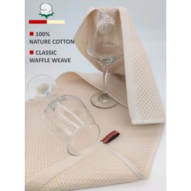 ANEWAY - Toallas de cocina 100% algodón tela gofre para limpiar platos de secado extra absorbentes y suaves, paño de plato, 13 x 28 pulgadas (beige-4 unidades)