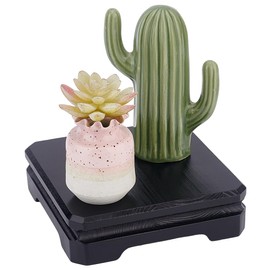 AHANDMAKER Square Wood Grain Display Base, Black Wood Keepsake Display Base Wood Display Riser Wooden Display Stand Vase Fish Tank Tea Set Base Household Crafts Pedestal, 6.2" W x 6.2" D x 1.7" H