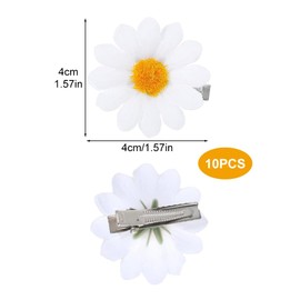 10 Pcs Daisy Hair Clips, White Daisy Flower Hair Clips, Women Sweet Flower Side Ha-ir Clip, Flowers H-air Barrettesm, Ha-ir Pins for Wedding Bridesmaid Girl Daily Barrettes Braid Hai-r Accessories