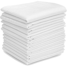 Yuktha 10 PCS 100% Cotton Handkerchief 16" x 16" (40cmx40cm) Premium Handkerchiefs Pocket Square Hankies for Men and Women, Classic Hankie for Grooms (White, 16"x16")