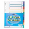 Tiger A4 multicoloured polypropylene 10 part dividers for filing x 1 set