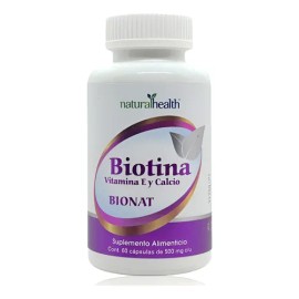 Natural Health Biotina Vitamina E Y Calcio 60 Caps Sfn Sin Sabor