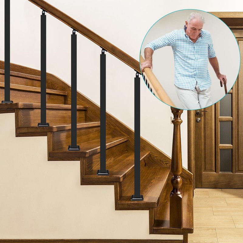 Zwinz Heavy Duty Steel Stair Baluster Posts 4 Pack, 270°
