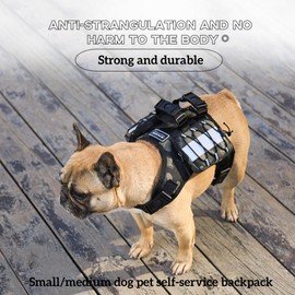 LAROTSUBA Dog Harness Backpack,Backpack for Dog,Adjustable Pets Self Carrier Bag for Small Medium Dogs Travel Hiking Daily Walking(Black,S)