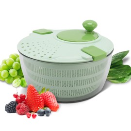 Salad Spinner,Lettuce Spinner 4L Vegetable Dryer PP Salad Spinner Multifunction Salad Drainer Bowl Salad Washer Salad Dryerfor Home Kitchen Lettuce Fruit Drying,9.6 X 6.5in(Green)