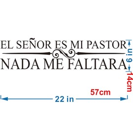The Lord is My Shepherd - El Señor ES Mi Pastor: Christian-Spanish Quote Wall Sticker - Inspiring Bedroom Decor God Wall Decal (Black-JZY134-Nada)