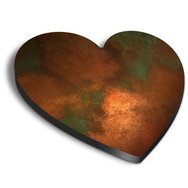 1x Heart MDF Magnet 6cm - Copper Patina Effect Orange Colour - Fridge Locker Office Whiteboard Toolbox #52740
