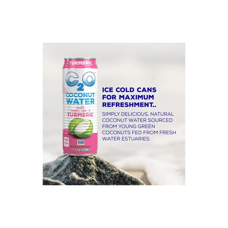 C2o Agua De Coco Con Jengibre, Lima Y Cúrcuma -
