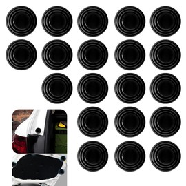Polcatay 20 PCS Car Door Shock Absorber, Door Side Sound Reducer Buffer Silicone Pad, Self-adhesive Hood Bumper Anti-collision Protection Device, Universal for Cars Exterior Accessory (Black)