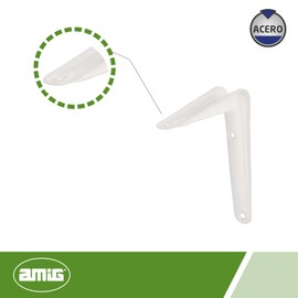 Amig - Bracket for Wall Shelves - Metal Bracket for Shelves - Angle for Shelves - Shelf Support - Steel - White - Dimensions: 150x125 mm - Maximum Recommended Weight: 35 kg
