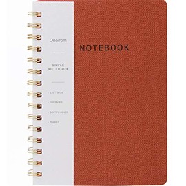 Oneirom Spiral Notebook-6.10" x 8.19" College Ruled Journal with Inner Pockets and 160 Pages, Perfect for Back to School Supplies, Office & Home, PU Leather Cover Business Journal, Twin-Wire Binding Notebook