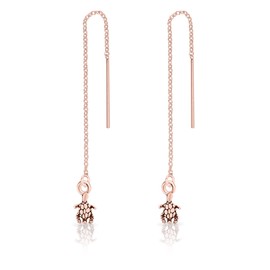 DTPsilver® Earrings 925 Sterling Silver, Yellow Gold-Plated or Rose Gold Plated - Pull Through Chain and Small Turtle Earrings - Length 75 mm - Tortoise Measurement: 5 x 7 mm, Sterling Silver Rose