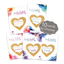 Jolicoon 10 Pregnancy announcement scratch card - 10 Scratch cards of your choice with envelopes - Baby announcement baby