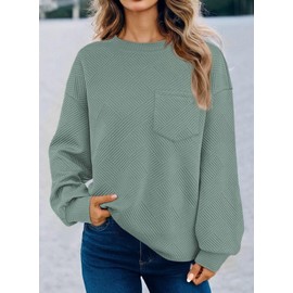 Dokotoo Oversized Sweatshirt for Women Tops Casual Long Sleeve Shirts Business Work Tunic Tee 2025 Fall Outfits Clothes Stretch Texture Lightweight Blouse Clothing Fashion Trendy Pullover Knit