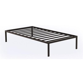East West Furniture NWTBBLK Norwich Modern Bed Frame with 4 Metal Legs - Magnificent Bed in Powder Coating Black Color