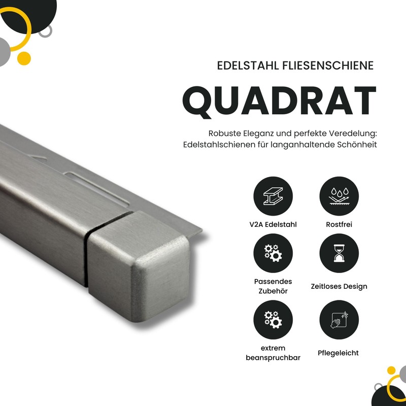 Square Outer Corner Stainless Steel V2A 11 mm Brushed