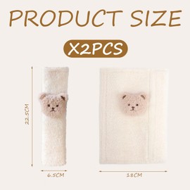 2 Pieces Car Seat Belt Shoulder Covers, Travel Plush Pads, Seat Belt Protector for Cars, Strollers, Backpacks, Guitar Straps (White)