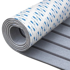 Fullfire EVA Foam Boat Flooring with 3M Self-Adhesive Backing, Marine Decking Faux Teak Deck Sheet for Jon Boats Pontoon Boat Yacht RV Jet Ski Kayak Floor (Grey, 94" x 15.5")