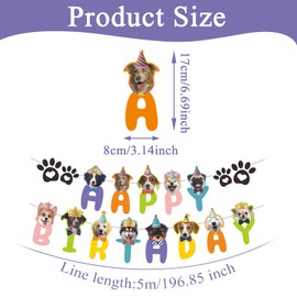 Dog Happy Birthday Banner Decorations Dog Birthday Party Supplies, 16.4ft Puppy Birthday Banner Decorations for Pet Dog Theme Party Bunting Banner Decoration