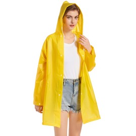 LANSHULAN Women Yellow Raincoat Jacket,Unisex Kids Clear EVA Rain Coat Costume (S)