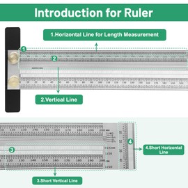 LALAGO Marking Ruler Stainless Steel T-Hole, Ultra Precision Marking T Ruler, Precision Marking, with Pencil & Leads (200 mm)