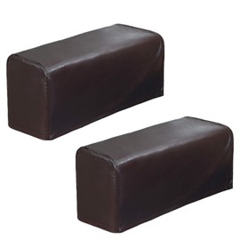 HAPYLY Set of 2 PU Leather Sofa Armrest Cover Anti-Slip Waterproof Furniture Armrest Protector Armchair Slipcovers for Recliner Sofa Chairs (Coffee)