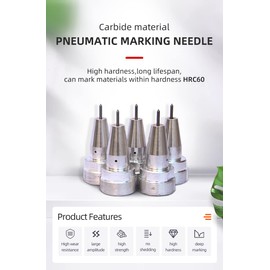 US Stock - Pin neumático de 3 mm con contrapunto de diámetro de 10,7 mm / aguja y manga de aguja para máquina de grabado neumática de puntos. Máquina de marcado de puntos