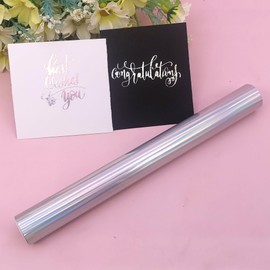 Metallic Hot Foil Roll, 5M(Length)X19.5CM(Width) Laser Toner Reactive Foil Roll,Use Laminator Laser Printer,Paper Holographic Heat Transfer Craft Foil For Handmade Craft Accessories-Laser Silver