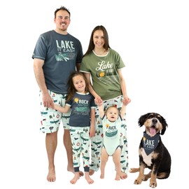Lazy One Matching Lake Pajamas for Family, Summer Pajama Sets for Adults, Teens, Kids, Baby, and Dog! (Women, L)